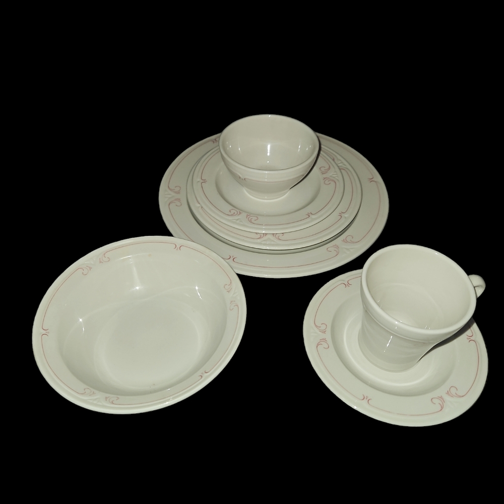 Vntg rare Syracuse China 42 pc set for 6 only used for decor Melrose pink
